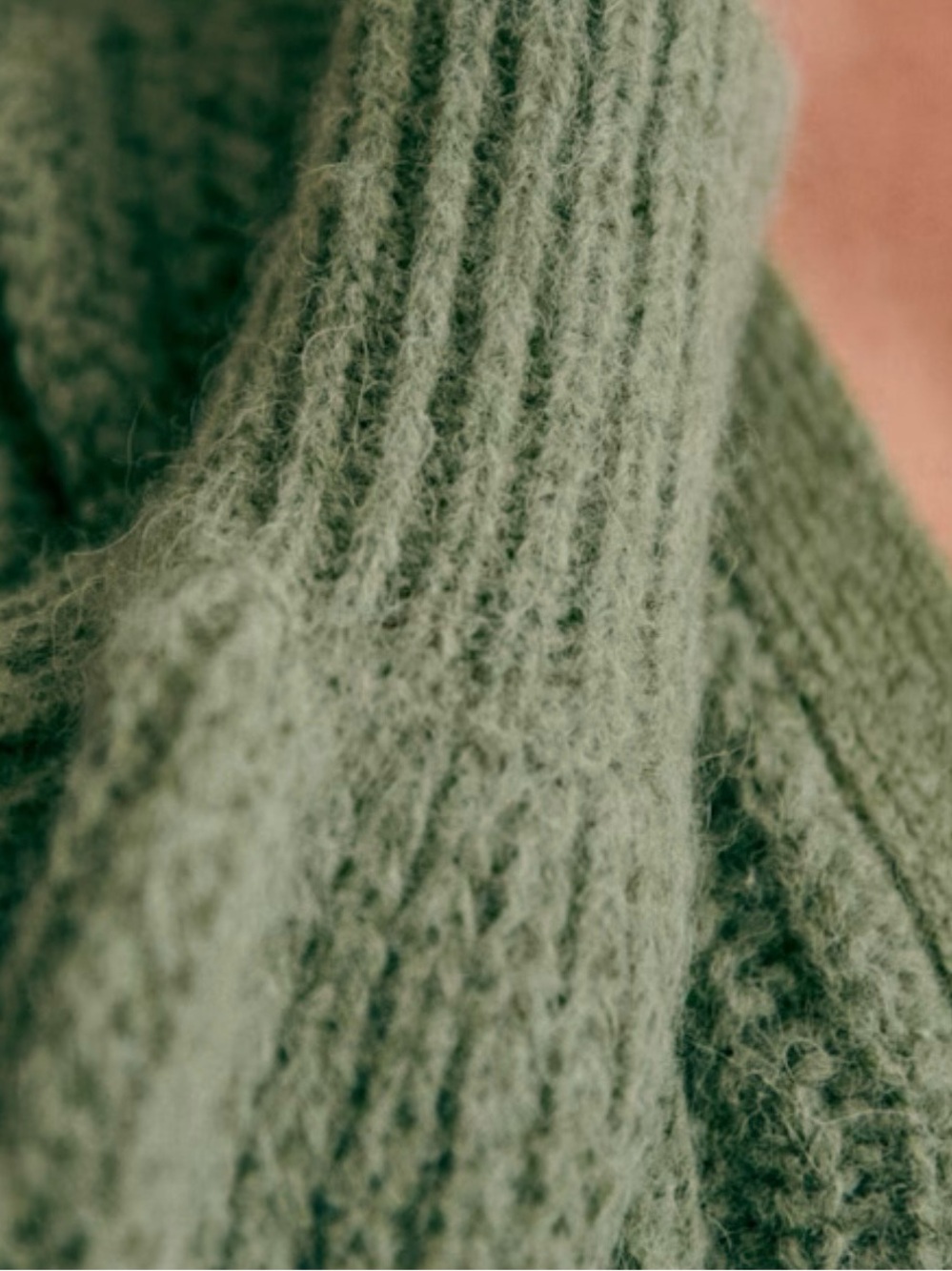 Sézane Basile Alpaca Wool Cardigan XL Olive Green Puff Sleeve Cozy Knit - Picture 11 of 12